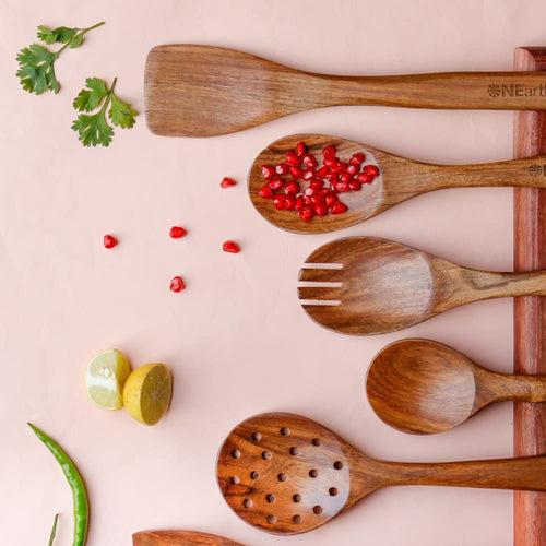 Wooden Premium Cooking & Serving Kitchen Tool 6 Pieces Spoon Set