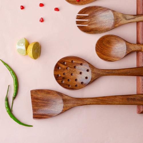 Wooden Premium Cooking & Serving Kitchen Tool 6 Pieces Spoon Set