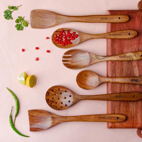 Wooden Premium Cooking & Serving Kitchen Tool 6 Pieces Spoon Set