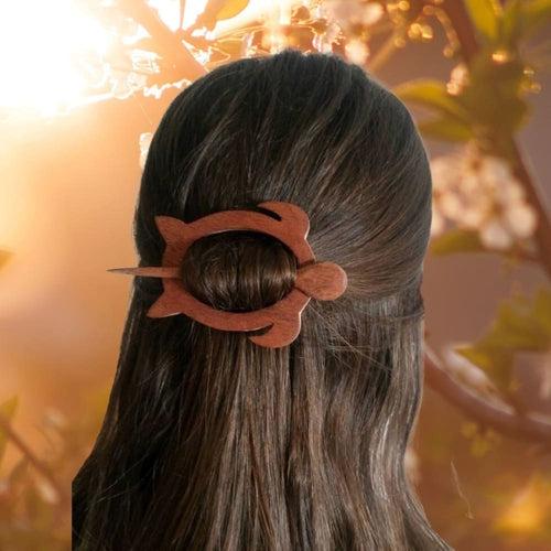 Wooden Turtle Hair Clip