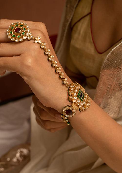 Almora Multicolored Multipurpose Single Hathphool Bracelet and Ring