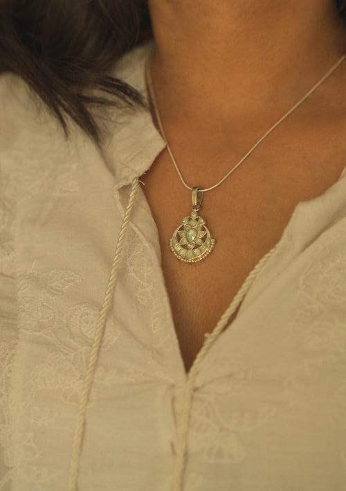 Powder Blue and Silver 'Tukra' Pendant with Complimentary Chain