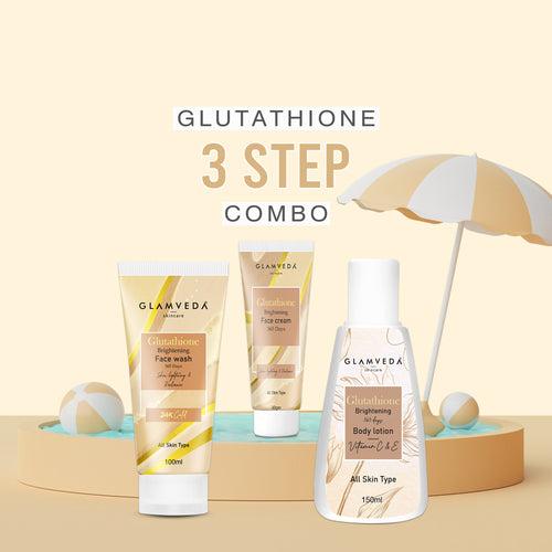 Glamveda Glutathione Brightening & Dark Spots Removal 3 Steps Skincare Routine