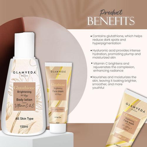 Glamveda Glutathione Brightening & Dark Spots Removal 3 Steps Skincare Routine