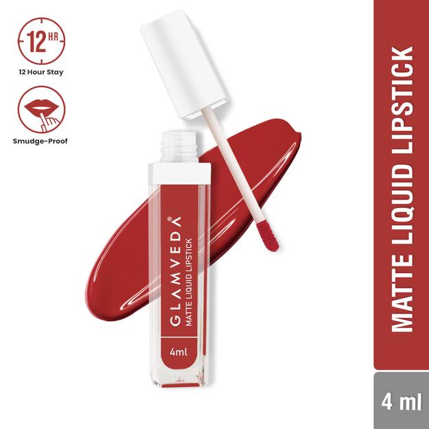 Glamveda Matte Liquid Lipstick, 12Hr Stay, Lightweight & Transferproof, (Night Out - 018) 4ml