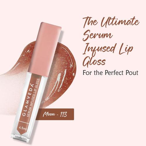 Glamveda High Shine Serum Infused Lip Gloss - Light Nude Shade (Moon - 113) 4.5ml