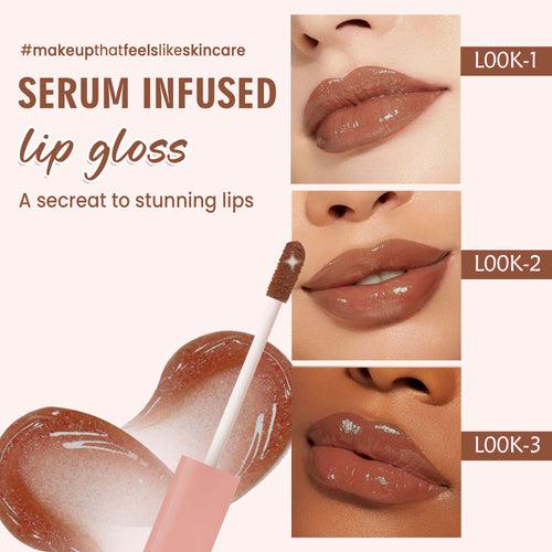 Glamveda High Shine Serum Infused Lip Gloss - Light Nude Shade (Moon - 113) 4.5ml