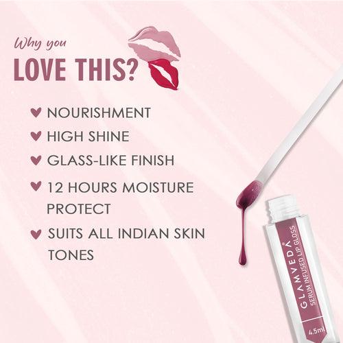 Glamveda High Shine Serum Infused Lip Gloss | Moonstruck- 117 ( Mauve ) 4.5ml