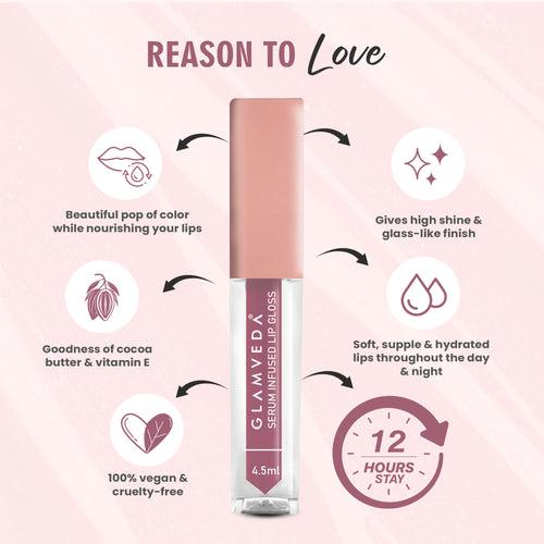 Glamveda High Shine Serum Infused Lip Gloss | Moonstruck- 117 ( Mauve ) 4.5ml