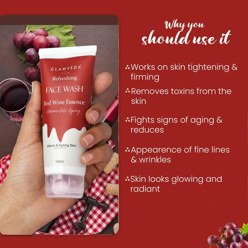 Glamveda Red Wine Advance Anti Ageing Face Wash