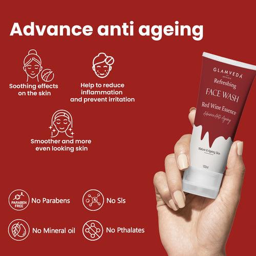 Glamveda Red Wine Advance Anti Ageing Face Wash