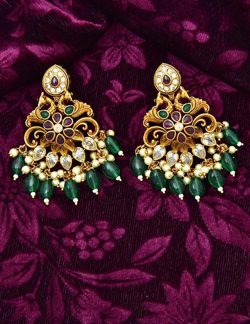 Designer Peacock Kempu Earrings