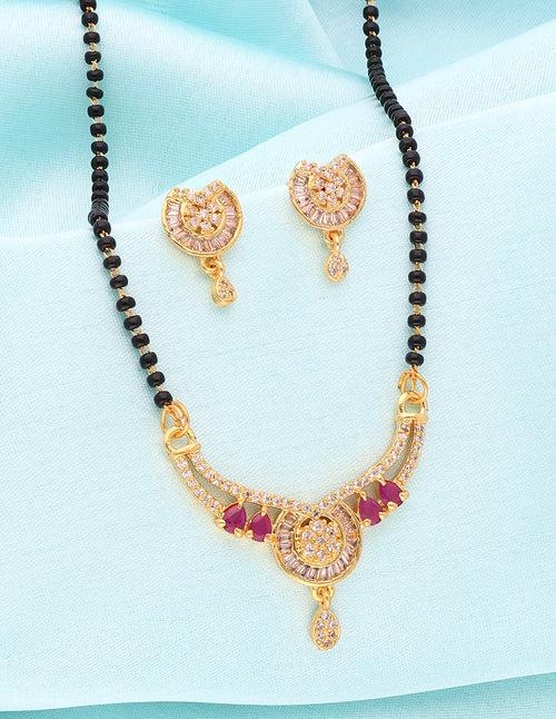 Designer Zirconia Black Bead Mangalsutra Set