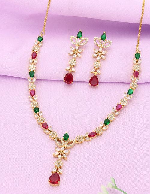 Designer Gold Plated Zirconia Necklace Set