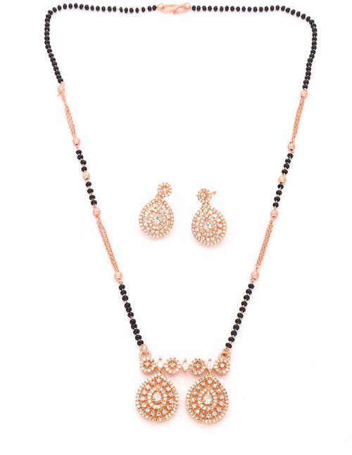 Designer Zirconia Black Bead Mangalsutra Set