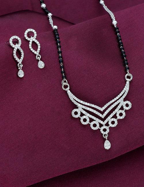 Designer Zirconia Black Bead Mangalsutra Set