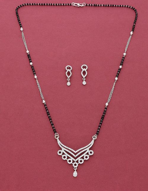 Designer Zirconia Black Bead Mangalsutra Set