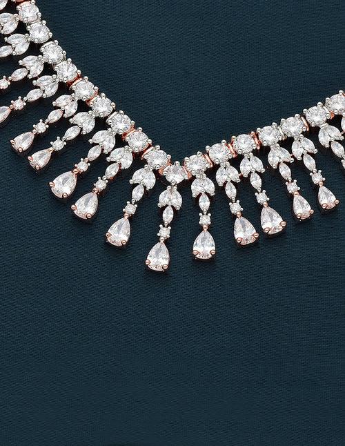 Designer Rose Gold Polish Zirconia Necklace Set