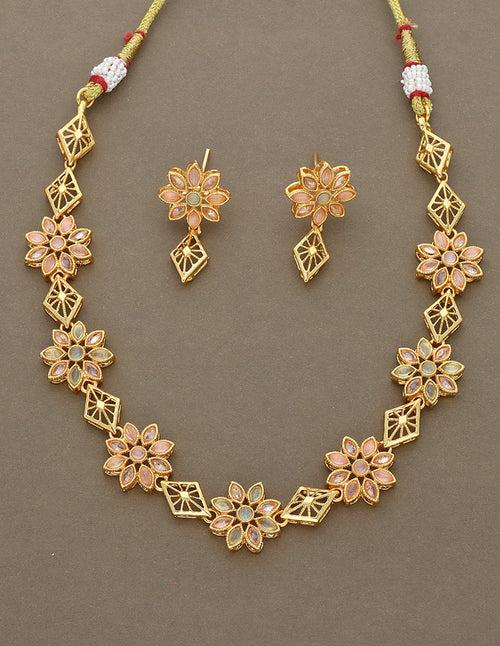 Designer Gold Polish Kundan Necklace Set