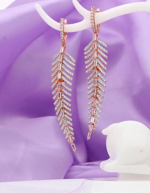 Designer Rose Gold Polish Zirconia Bali Earrings