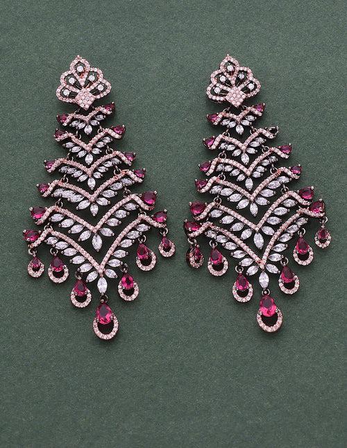 Designer Zirconia BlackRose Polish Dangler Earrings