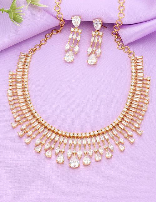 Designer Gold Polish Zirconia Necklace Set