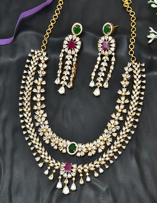 Designer Gold Polish 2 Layered Necklace Set