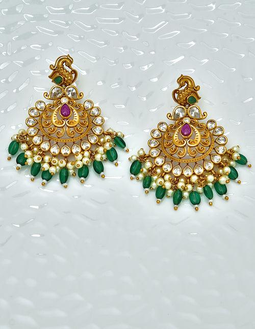 Designer Peacock Kempu Earrings