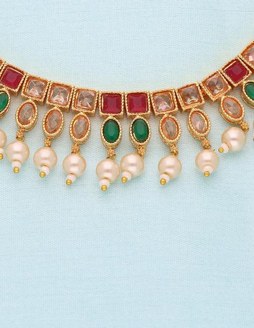 Designer Gold Polish Kundan Necklace Set