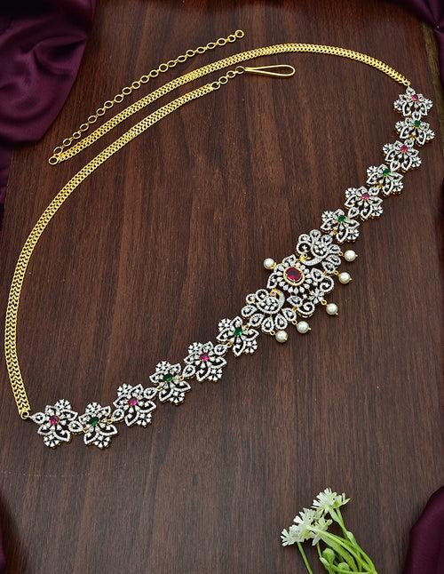 Designer Peacock Zirconia Chain Vaddanam