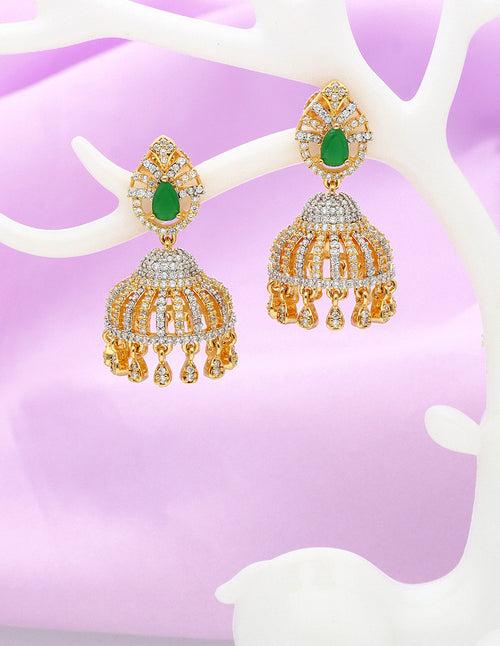 Designer GJ Polish Zirconia Jhumka Earrings