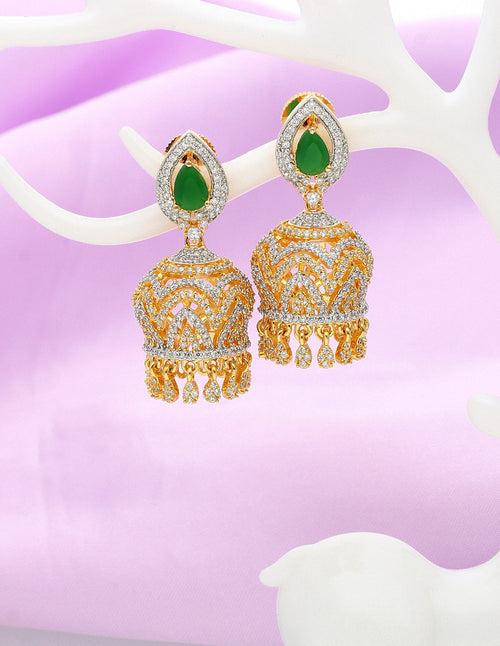 Designer GJ Polish Zirconia Jhumka Earrings