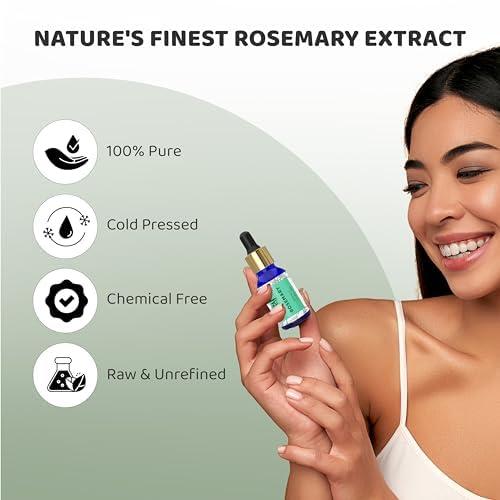 Rey Naturals Rosemary Essential Oil & Cold Pressed Castor Oil (Arandi Tel) | Rosemary Oil & Extra Virgin Hair Oil Combo For Helathy Hair & Scalp | For Men & Women - (200ml+15ml)