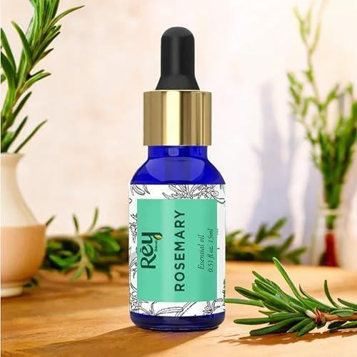 Rey Naturals Rosemary Essential Oil & Cold Pressed Castor Oil (Arandi Tel) | Rosemary Oil & Extra Virgin Hair Oil Combo For Helathy Hair & Scalp | For Men & Women - (200ml+15ml)