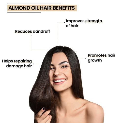 Rey Naturals Almond Hair Oil (Badam oil) - 100% Pure, Cold Pressed, for Hair & Skin | Promotes Growth, Reduces Dandruff | 100ml (Pack of 2)