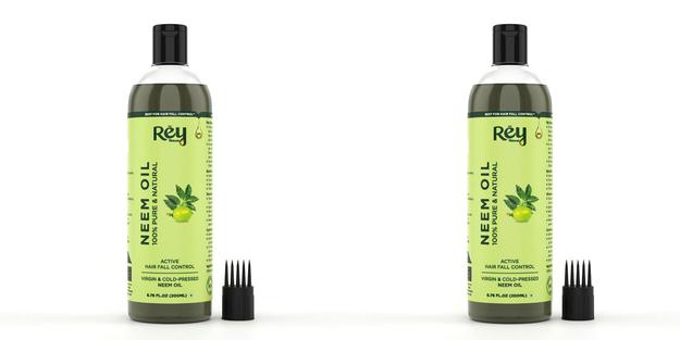 Rey Naturals Virgin Cold Pressed Pure Neem Oil For Hair & Skin | Hair Oil For Hair Growth, Dandruff Relief, Scalp Infection | Carrier Oil For Pimple | Body Massage Oil For Men & Women - 200ML*2