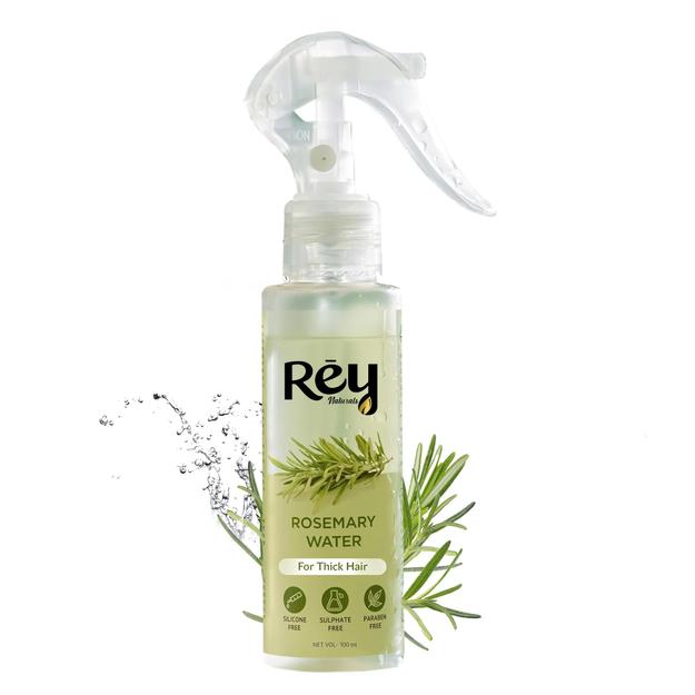 Rey Naturals Rosemary Water For Hair Growth | Rosemary Water Spray For Shiny Frizz Free Hair | Non Oily Hair Spray For Men & Women | Hair Volumizer Rose Mary Water For All Hair Types - 100ml