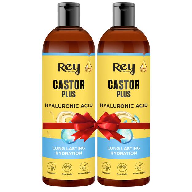 Rey Naturals Premixed cold-pressed Castor Plus Hyaluronic Hair oil | Long Lasting Hair & Scalp Hydration | For Nourished & Healthy Hair | Moisturize Dry Skin | For All Hair Type | Suitable for Men & Women |200Ml