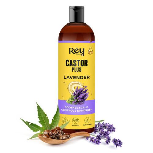 Rey Naturals Premixed cold-pressed Castor Plus Lavender Hair oil | Soothes Scalp & Balance Dandruff | Healthy Hair & Nourished Scalp | All Hair Type | Suitable for Men & Women | 200 ml