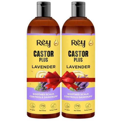 Rey Naturals Premixed cold-pressed Castor Plus Lavender Hair oil | Soothes Scalp & Balance Dandruff | For Nourished & Healthy Hair | All Hair Type | Suitable for Men & Women | 200ml Each