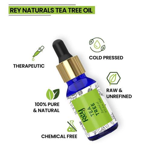 Rey Naturals Lavender oil, Tea Tree Oil & Rosemary essential oils (15 ml + 15 ml + 15 ml)