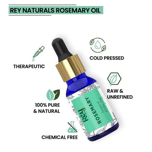 Rey Naturals Rosemary Essential Oil for Hair Growth (15 Ml) and Onion Ginseng Hair Serum (100 Ml)