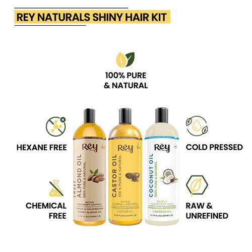 Rey Naturals Premium Cold Pressed Castor Oil - Pure & Virgin Grade - for Healthy Hair and Skin… (100 ml (Pack of 3))