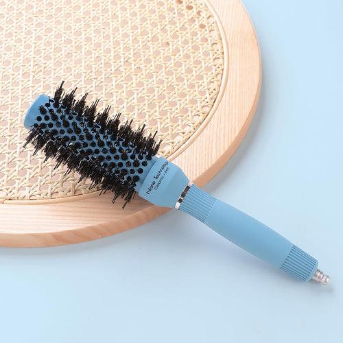 Rey Naturals Thermal Ceramic Hair Brush | Ion-infused Technology | Anti-Static Boar Bristles| Hair Comb | Hair brush for Women and men | Hair Care Products (Ice blue)(Small size)