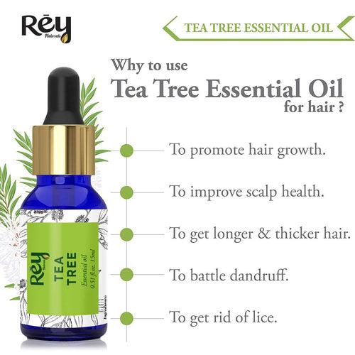 Rey Naturals Tea tree oil for Aromatherapy - Tea Tree Essential Oil for Healthy Skin, Face, and Hair - 100% Organic Remedy for Dandruff, Acne - 30 ml (15 ml x 2) super saver combo