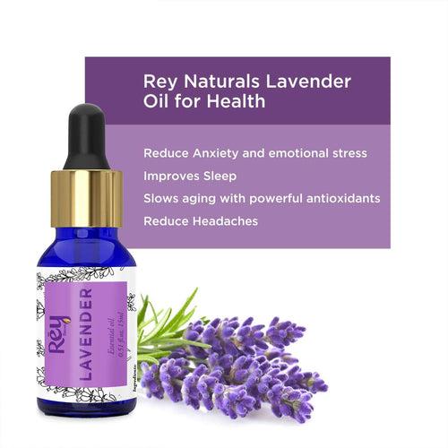 Rey Naturals® Lavender oil & Rosemary essential oils - Pure 100% Natural for Healthy Skin, Face, and Hair (15 ml + 15 ml)