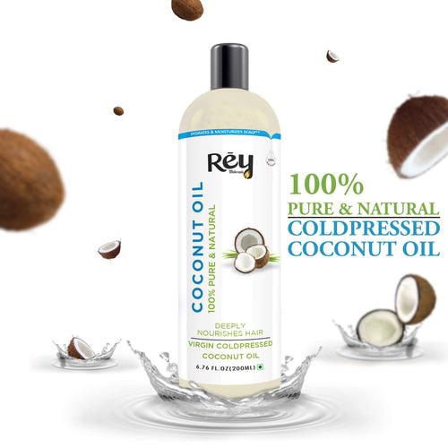 Rey NaturalsCoconut Oil | 100% Pure & Natural Virgin Coconut Oil for Hair and Skin - Hair Growth, Strengthens Hair, Improves Scalp Condition (400)