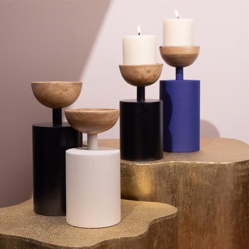 Elan pillar candle holder white and black