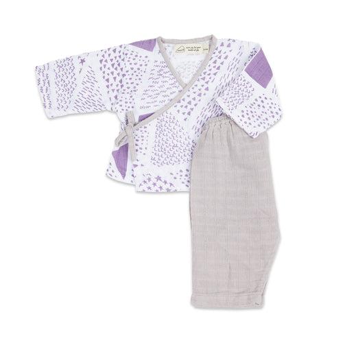 Masilo Organic Muslin Kimono Lounge Set - Happy As A Hippo (Meadow)