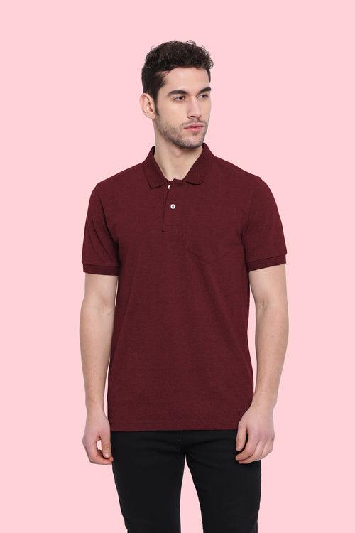 Poomer Polo Collar T-Shirt - Maroon